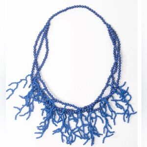 Blue Coral Beaded Necklace Nice France